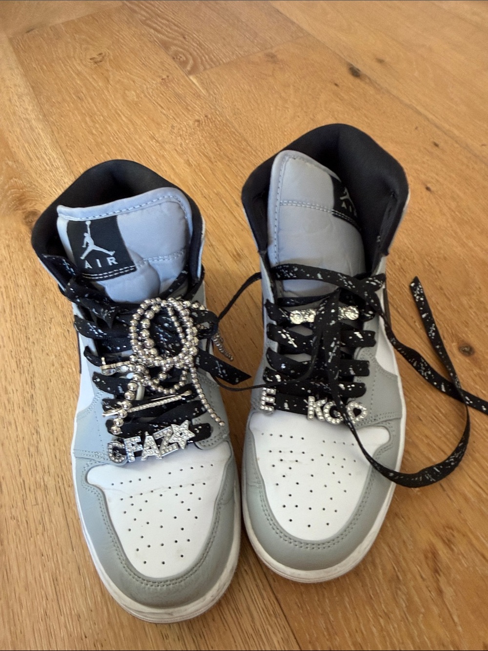 Nike High Top Sneakers in White, Light Gray & Black